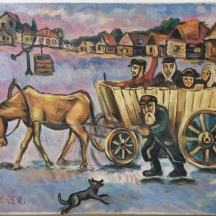 יעקוב ווסובר (Jacob Vassover) - 'מטיילים בכרכרה', שמן על בד, חתום