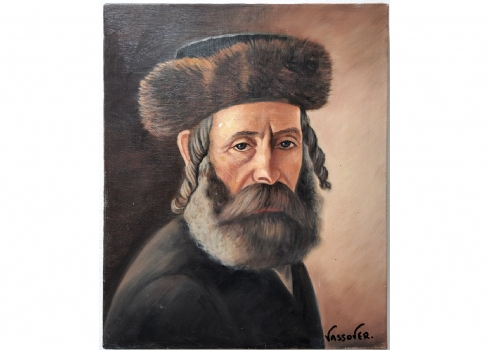 יעקוב ווסובר (Jacob Vassover) - 'רב עם פאות', שמן על בד, חתום