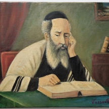 יעקוב ווסובר (Jacob Vassover) - 'רב לומד  תורה', שמן על בד, חתום