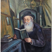 יעקוב ווסובר (Jacob Vassover) - 'רב מתפלל' שמן על בד, חתום