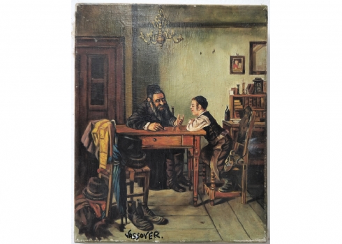 יעקוב ווסובר (Jacob Vassover) - 'רב מלמד תורה', שמן על בד, חתום