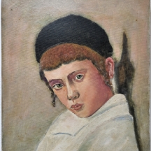 יעקוב ווסובר (Jacob Vassover) - 'ילד דתי עם פאות', שמן על בד, חתום