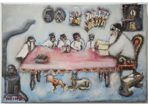 יעקוב ווסובר (Jacob Vassover) - 'רב בכולל' שמן על בד, חתום