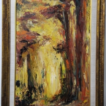 ע. אייזק - 'עצים בצהוב' שמן על בד, חתום