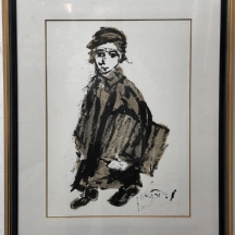 משה ברנשטיין (Moshe Bernstein) - 'תלמיד' אקוורל על נייר, חתום