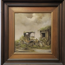 יעקב נובוגרודר (Jacob Nowogroder) - 'רכב עתיק', שמן על בד, חתום