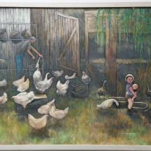 'אם וילד בלול תרנגולות'  שמן על בד, חתום: עירית רגב