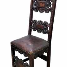 כסא אליהו (סנדק) עתיק עשוי עץ מגולף וריפוד עור