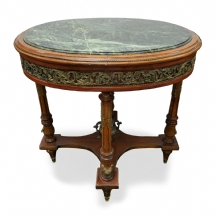 שולחן צד מהודר בסגנון אמפייר, עשוי עץ עם משטח שיש תואם