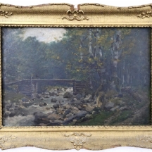 Laszlo Dioszeghy (הונגריה, 1875-1942) - 'גשר מעל נחל', שמן על לוח קרטון, חתום
