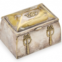 קופסת סוכר / אתרוג וינאית עשויה פליז מצופה כסף בעבודת יד,