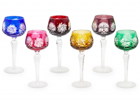 סט גביעי קריסטל אלגנטיים עשויים קריסטל צבעוני