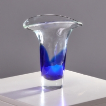 אגרטל קריסטל מורנו גדול ועדין בגווני כחול ושקוף