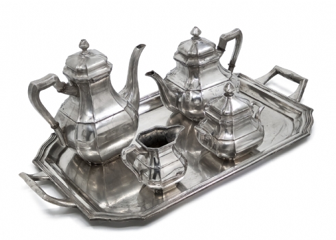 סט כלי כסף גרמני מרשים לקפה ותה, עשוי כסף 'סטרלינג' (925) חתום