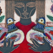 אירן אברט - אריח קרמיקה מעוטר, חתום בגב 'אברט צפת', ממוסגר