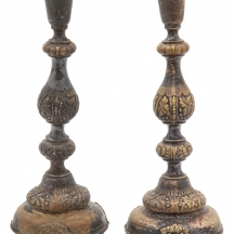 זוג פמוטים פולנים עתיקים מתוצרת: 'Warszawa Fraget', עשויים פליז מצופים כסף, חתום