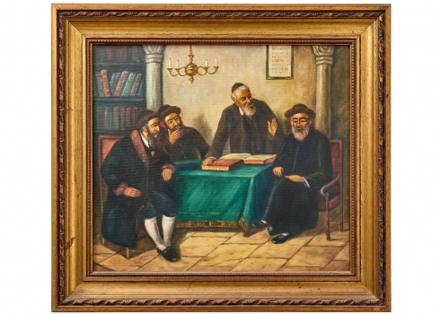 'תוכחת הרב', שמן על בד, לא חתום