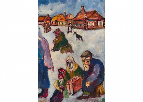 יעקוב ווסובר (Jacob Vassover)  - 'עוזבים את העיר', שמן על בד, חתום