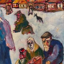 יעקוב ווסובר (Jacob Vassover)  - 'עוזבים את העיר', שמן על בד, חתום