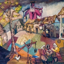 יעקוב ווסובר (Jacob Vassover)  - 'כפר', שמן על בד, חתום