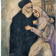 יעקוב ווסובר (Jacob Vassover)  - 'זוג מחובק' שמן על בד, חתום