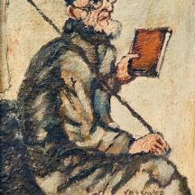 יעקוב ווסובר (Jacob Vassover)  - 'דייג עם ספר', שמן על עץ, חתום