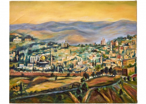 'נוף ירושלים', שמן על בד לא חתום