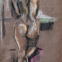 יעקוב ווסובר (Jacob Vassover)  - 'ערום נשי' גירי פסטל על נייר, חתום