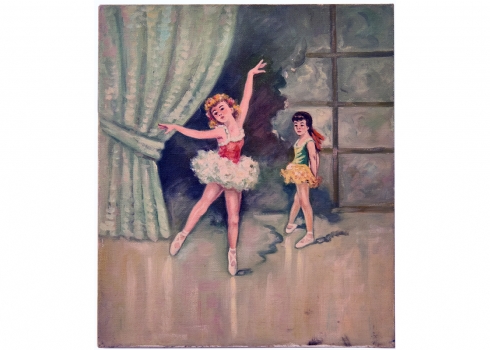 'שתי בלרינות', שמן על בד לא חתום