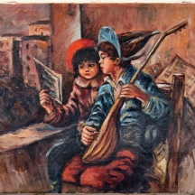 'זוג ילדים' - שמן על בד, לא חתום