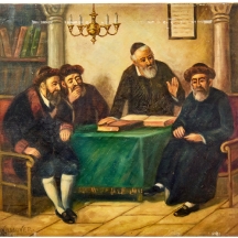 יעקוב ווסובר (Jacob Vassover)  - 'ארבעה דתיים סביב שולחן', שמן על בד, חתום