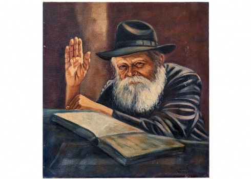 יעקוב ווסובר (Jacob Vassover)  - 'לומד גמרא', שמן על בד חתום
