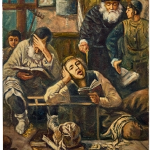 יעקוב ווסובר (Jacob Vassover)  - 'לימוד חצות' שמן על בד, חתום