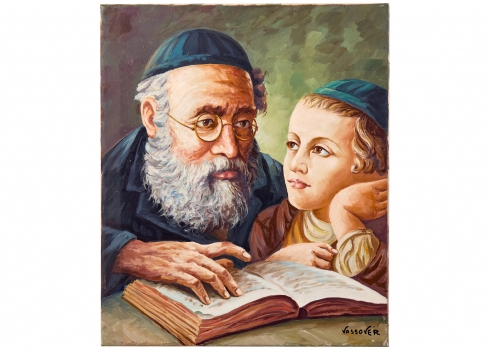 יעקוב ווסובר (Jacob Vassover)  - 'ילד צעיר ורב', שמן על בד, חתום