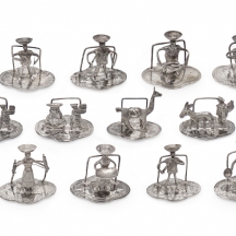 סט של 12 מחזיקי שמות לסידור בשולחן אוכל, עשויים כסף 'סטרלינג' (925), חתומים