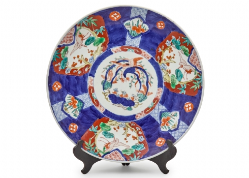 צלחת פורצלן יפנית 'אימרי' 'Imari', תקופת מייג'י עשויה בעבודת יד