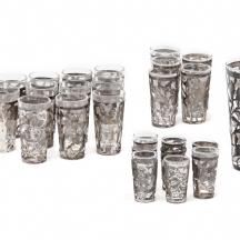 25 מחזיקי כוסות מקסיקנים בגדלים שונים, עשויים כסף 'סטרלינג' (925), חתומים