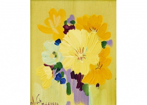 מיליה לאופר 'פרחים צהובים' - שמן על בד, חתום