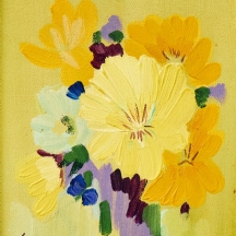 מיליה לאופר 'פרחים צהובים' - שמן על בד, חתום