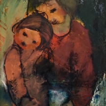 אריה וכנהאוזר (Arie Wachenhauser) - 'אם וילד' - שמן על לוח, חתום