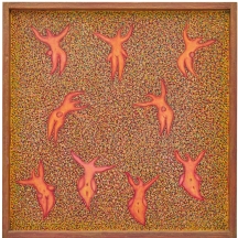 שרה זילברשטיין 'כמו אישה כמו ציפור' - שמן על לוח חתום בגב ומתוארך: 2005