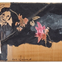 ענת מיכאליס לוי - 'נערה בשחור' - טכניקה מעורבת וקולג' על לוח עץ