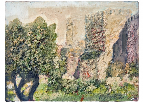 יעקב וסובר (Yaakov Vassover) - 'מגדל דוד ירושלים' - ציור שמן (שכבות עבות) על בד