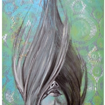 גליה קפלן - 'אישה בכחול' שמן על בד, חתום