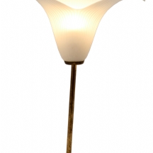 מנורת שולחן וינטג' בסגנון 'Calla Lily'- אהיל זכוכית על גבעול פליז