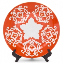 צלחת הגשה גדולה עשויה פורצלן, מעוטרת בסגנון מסורתי 'פחטה גול' 'Pachta gul'