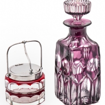 זוג כלי קריסטל - בקבוק וכלי לריבה