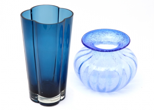 זוג אגרטלי זכוכית בגווני כחול