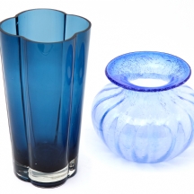 זוג אגרטלי זכוכית בגווני כחול