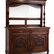 מזנון אנגלי עתיק (ויקטוריאני) עשוי עץ ומראה, מגולף ביד